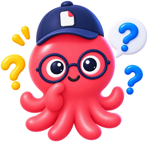 loo, the loopdf mascot, with question marks