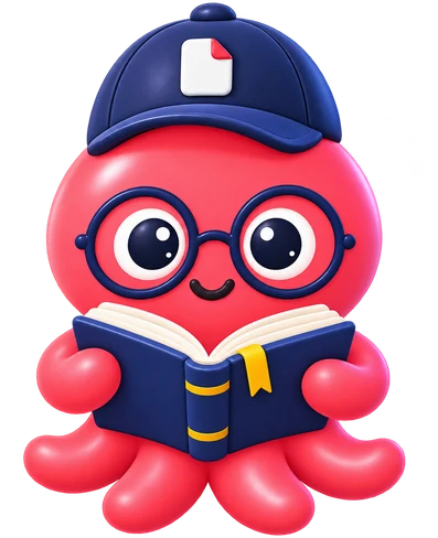 loo, the loopdf mascot, reading