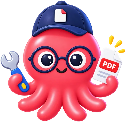 loo, the loopdf mascot, with a wrench and a PDF